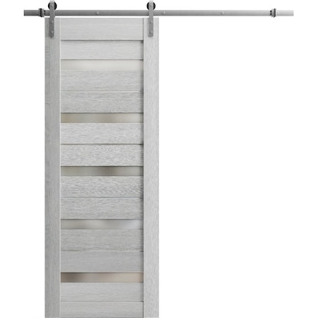 Sartodoors Slab Barn Door Panel 32 x 84in, Matte Black Frosted Glass, Pocket Closet Sliding QUADRO4113S-BLK-3284